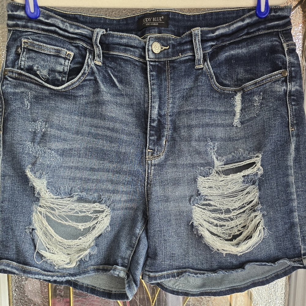 Women's Judy Blue distressed jean shorts, size 2XL
